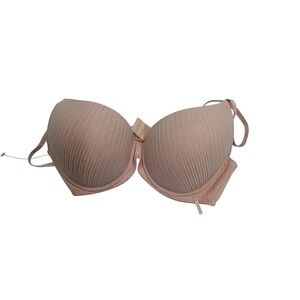 Nautica Intimates Smooth Ribbed Push Up Bra 36C Beige Everyday Comfort
